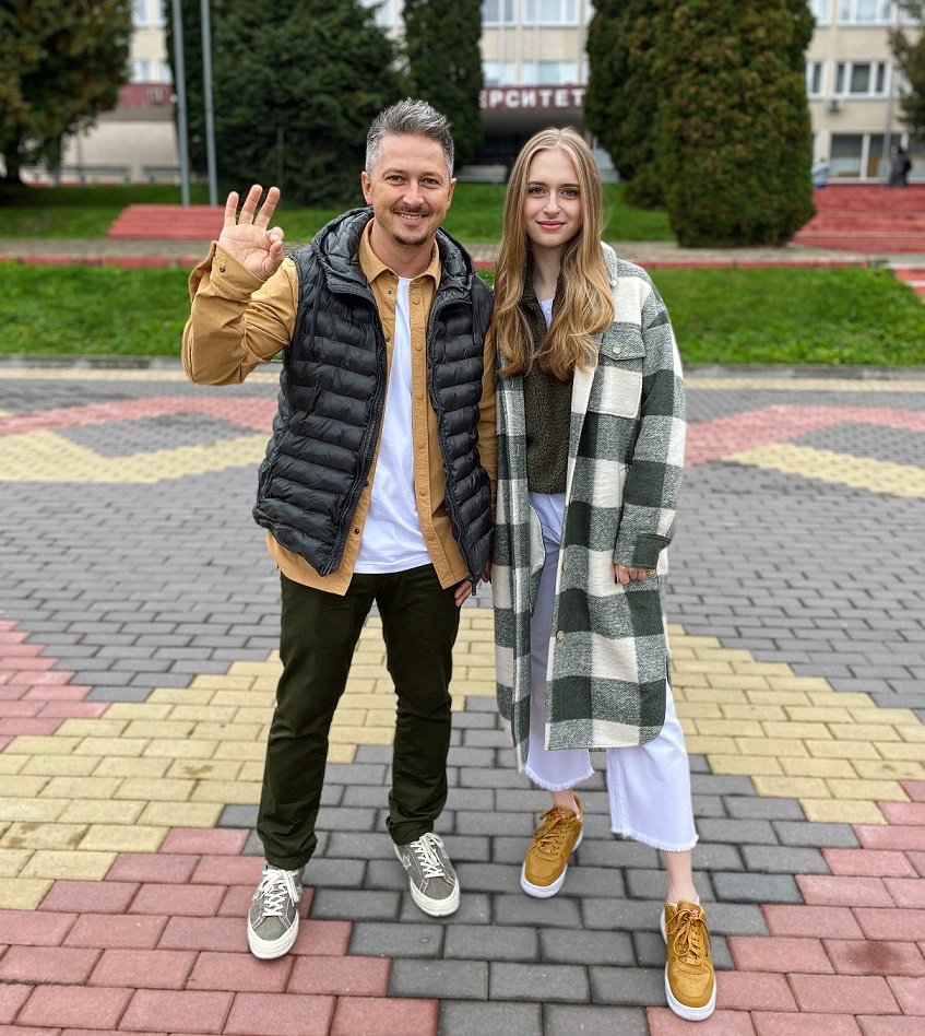 Oleksandr Pedan with his daughter