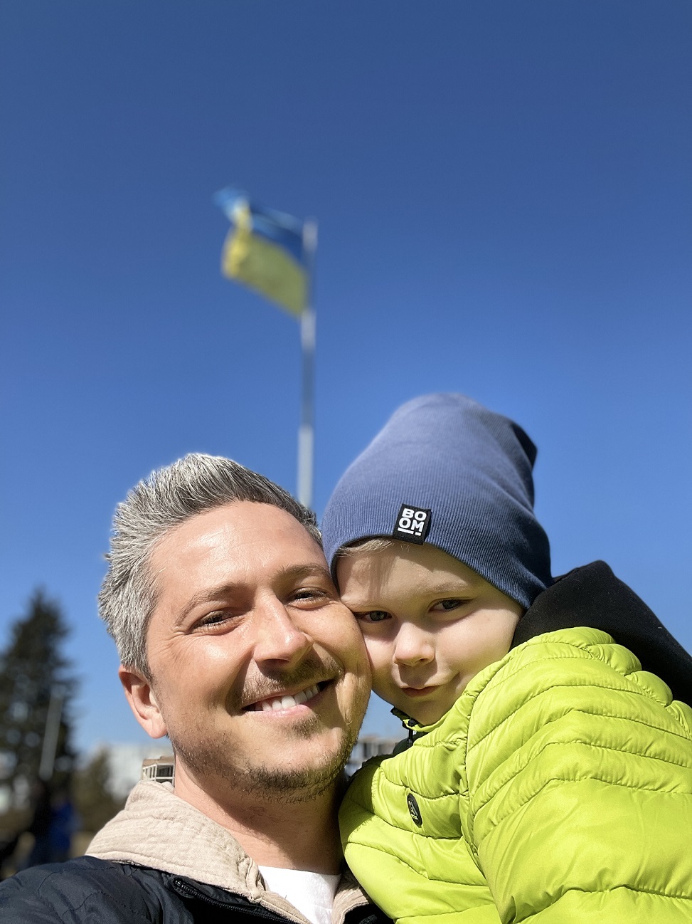 Oleksandr Pedan with his son