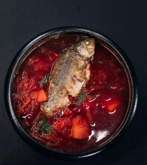 borscht with crucian carp